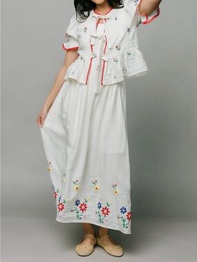 BLU PEPPER Floral Embroidered Peplum 2 piece set